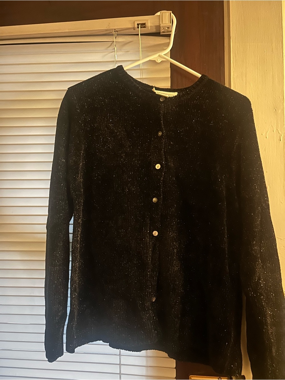 Black & Sparkle Button Cardigan Sweater